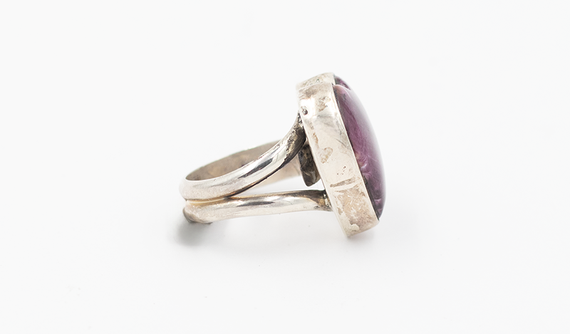 Purple Spiny Heart Adjustable Ring