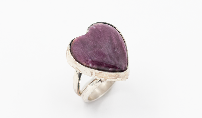 Purple Spiny Heart Adjustable Ring