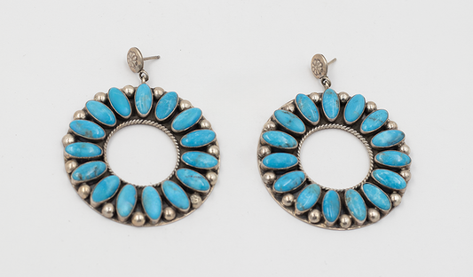 15 Stone Circle Cluster Earrings