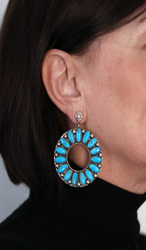 15 Stone Circle Cluster Earrings