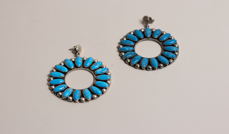 15 Stone Circle Cluster Earrings