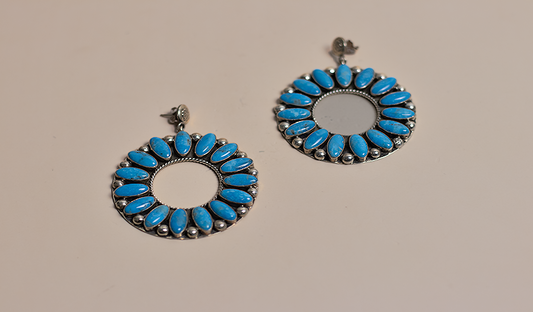 15 Stone Circle Cluster Earrings