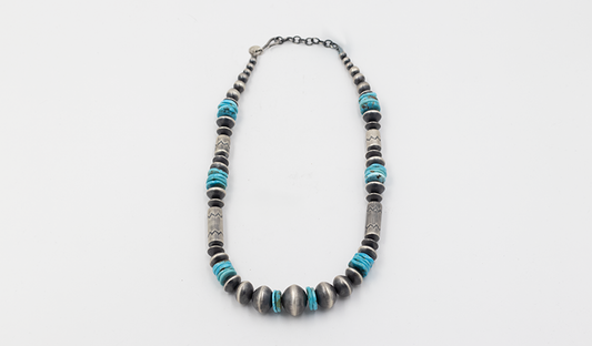 Kingman Turquoise and Sterling Silver Beads