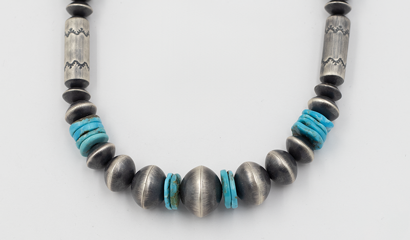 Kingman Turquoise and Sterling Silver Beads