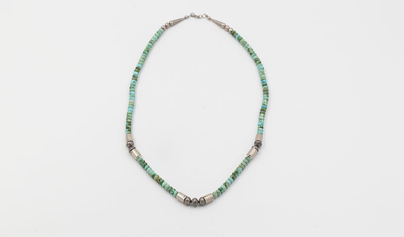 24" Sonoran Gold Turquoise and Silver Beaded Necklace