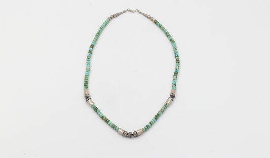 24" Sonoran Gold Turquoise and Silver Beaded Necklace