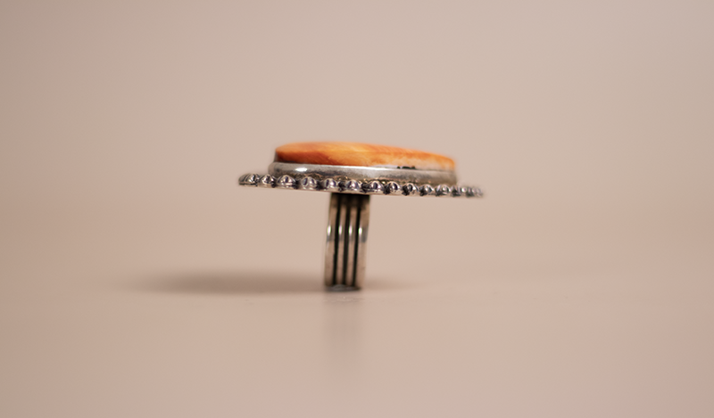 Orange Spiny Oyster Heart Ring