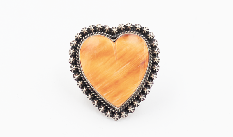 Orange Spiny Oyster Heart Ring