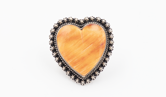 Orange Spiny Oyster Heart Ring
