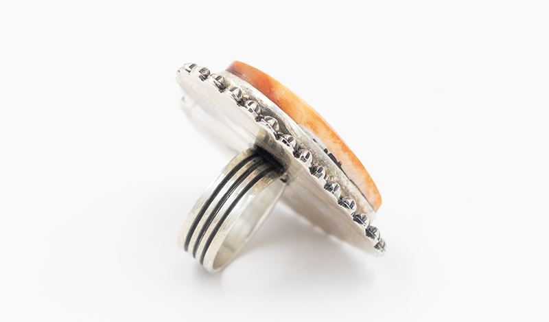 Orange Spiny Oyster Heart Ring