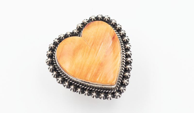 Orange Spiny Oyster Heart Ring