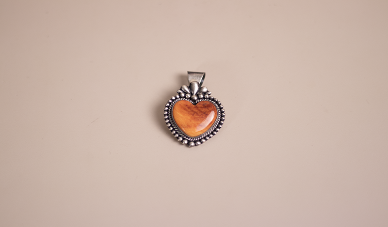 Orange Spiny Oyster Heart Pendant