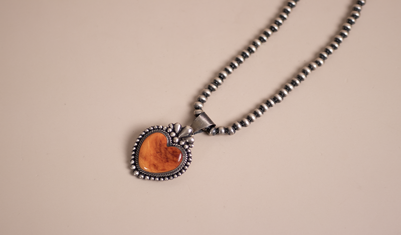 Orange Spiny Oyster Heart Pendant