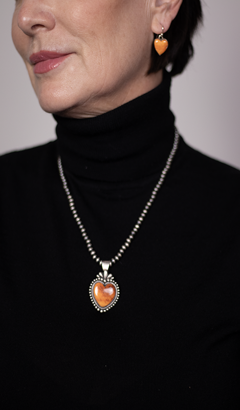 Orange Spiny Oyster Heart Pendant