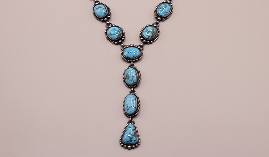 14 Stone Kingman Lariat Necklace Set