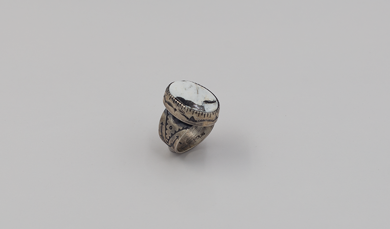 Large Oval White Buffalo Ring
