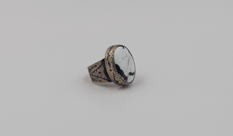 Large Oval White Buffalo Ring