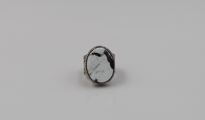 Large Oval White Buffalo Ring