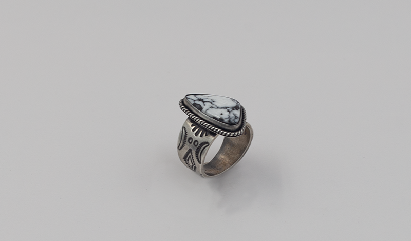Triangle White Buffalo Ring by Angela Martin