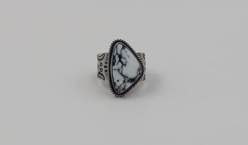 Triangle White Buffalo Ring by Angela Martin