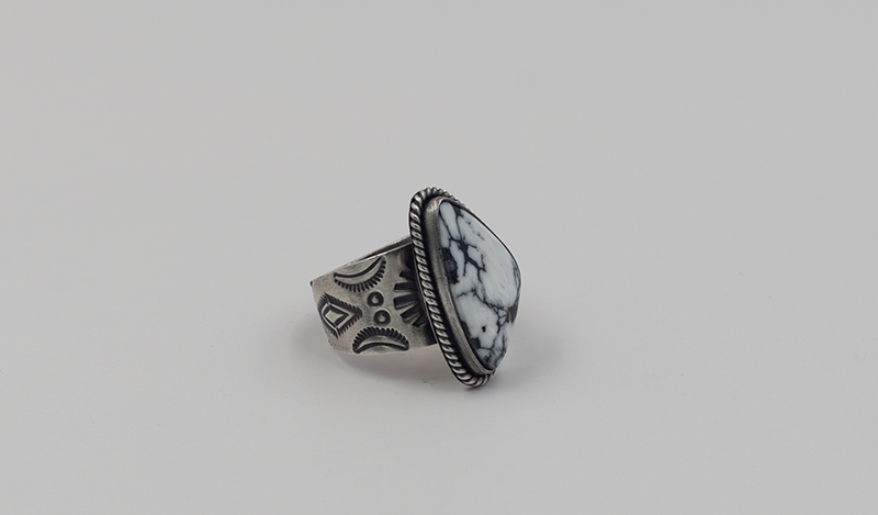 Triangle White Buffalo Ring by Angela Martin