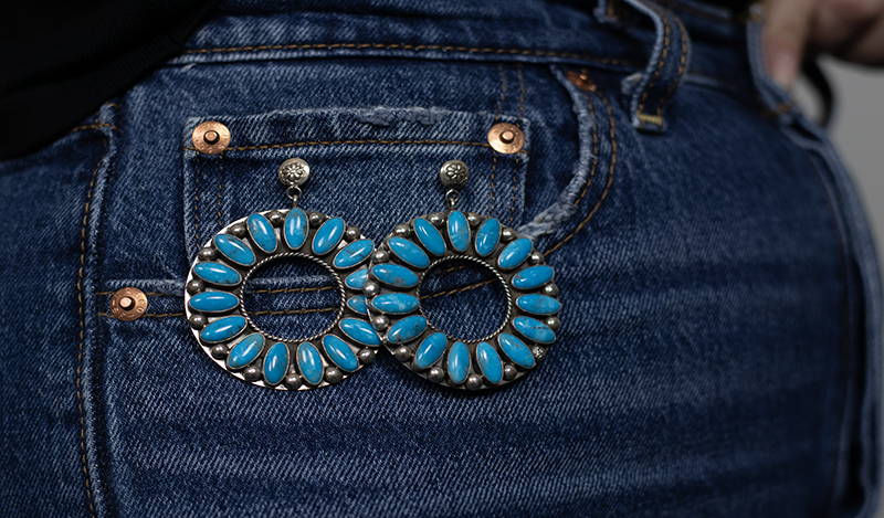 15 Stone Circle Cluster Earrings