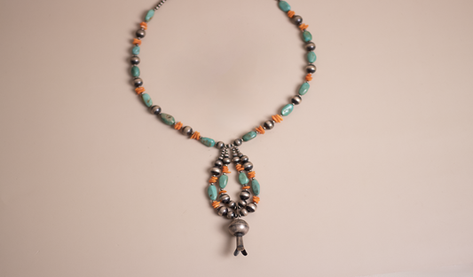 Spiny Oyster and Turquoise Squashblossom Beads