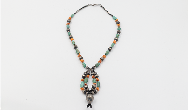 Spiny Oyster and Turquoise Squashblossom Beads