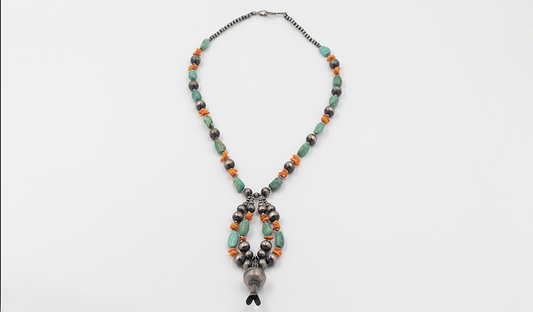 Spiny Oyster and Turquoise Squashblossom Beads