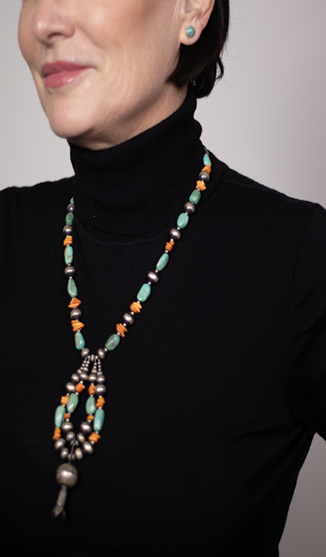 Spiny Oyster and Turquoise Squashblossom Beads