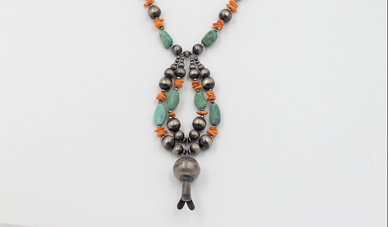 Spiny Oyster and Turquoise Squashblossom Beads