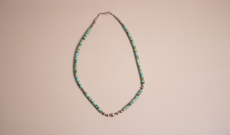 Turquoise and Silver Beaded Necklace