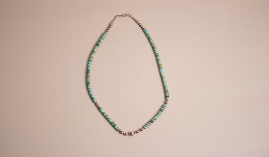 Turquoise and Silver Beaded Necklace