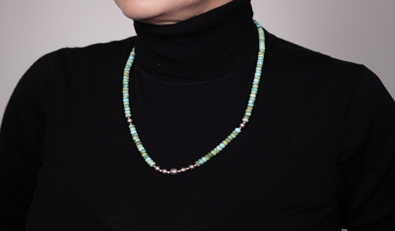 Turquoise and Silver Beaded Necklace