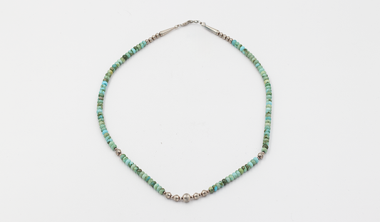 Turquoise and Silver Beaded Necklace