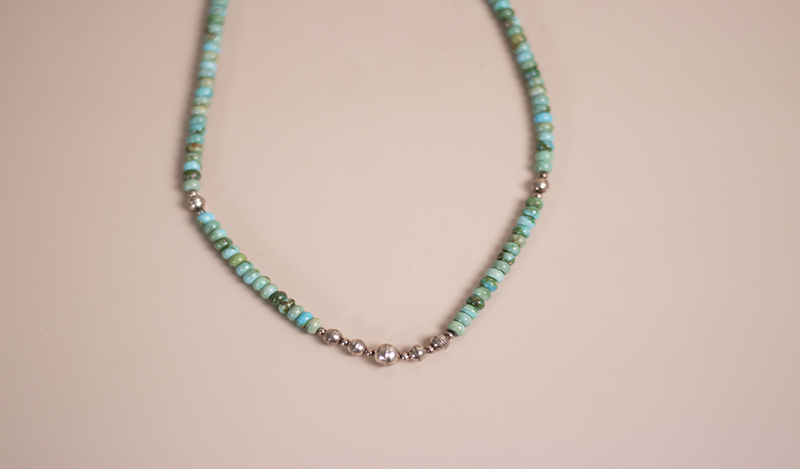 Turquoise and Silver Beaded Necklace