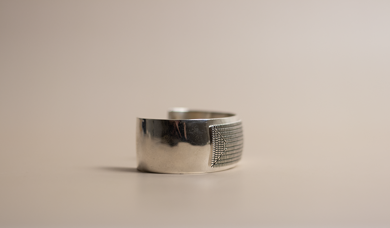 Silver Cuff with Rectangular Handstamped Design