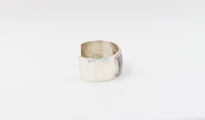 Silver Cuff with Rectangular Handstamped Design