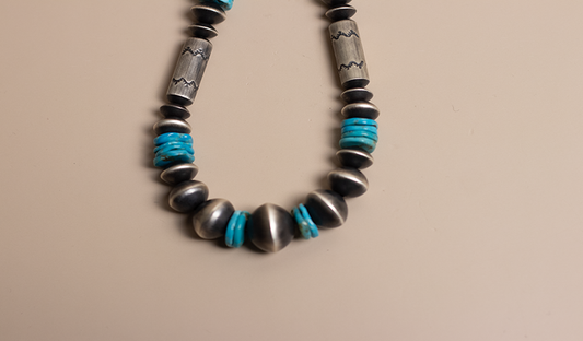 Kingman Turquoise and Sterling Silver Beads