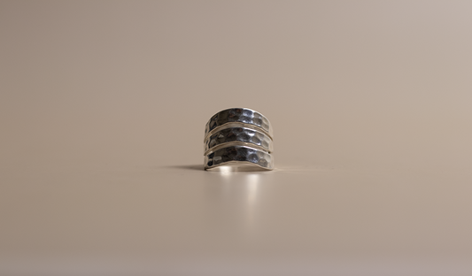 Silver Wave Hammered Ring