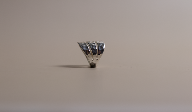 Silver Wave Hammered Ring