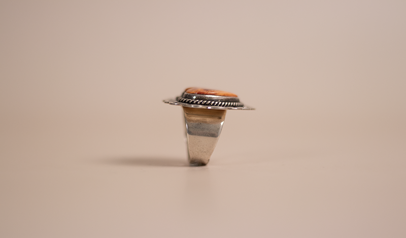 Orange Spiny Oyster Heart Concho Style Ring