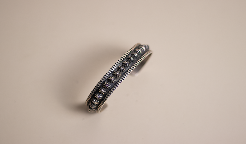 Star Stamped Silver Cuff