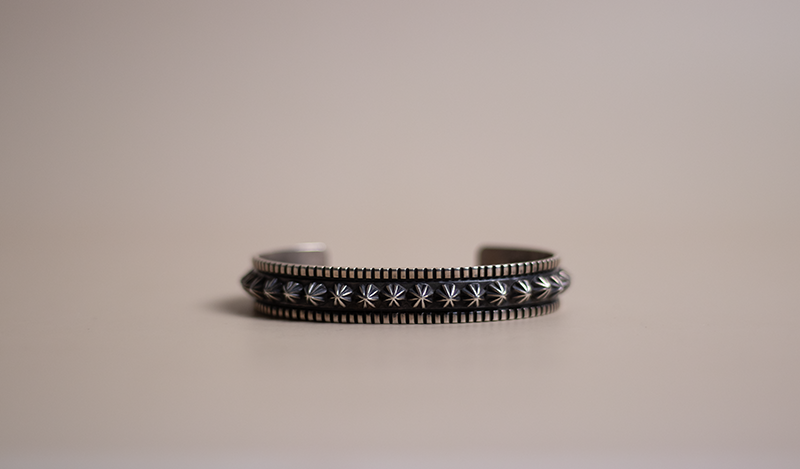 Star Stamped Silver Cuff