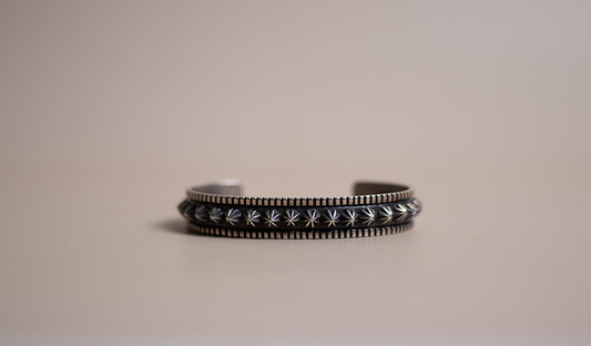 Star Stamped Silver Cuff