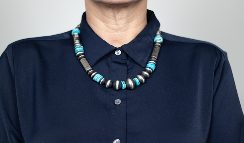 Kingman Turquoise and Sterling Silver Beads