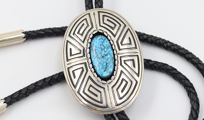 Spiderweb Kingman Bolo Tie