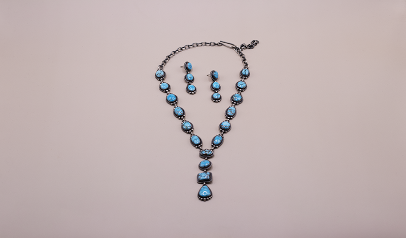 Kingman Geometric Lariat Necklace Set