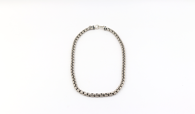 Black Jade and Silver Heavy Link Cable Chain 22"