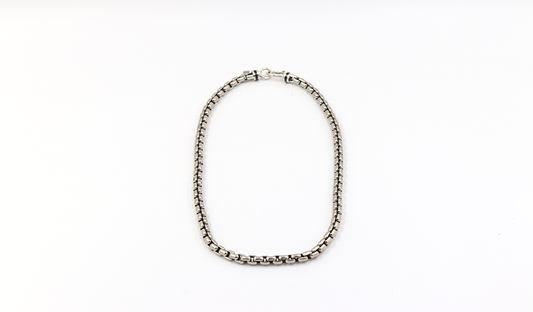 Black Jade and Silver Heavy Link Cable Chain 22"